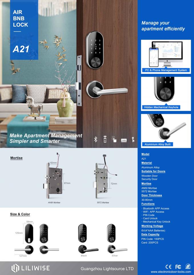 रिमोट कंट्रोल होटल के दरवाजे ताले OEM सेवा स्मार्ट वाईफ़ाई ऑनलाइन एपीपी के साथ 2