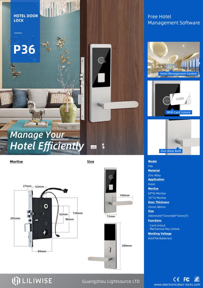 आरएफआईडी स्वाइप कुंजी कार्ड रीडर होटल के दरवाजे के ताले / सुरक्षा इलेक्ट्रॉनिक चुंबकीय लॉक 0