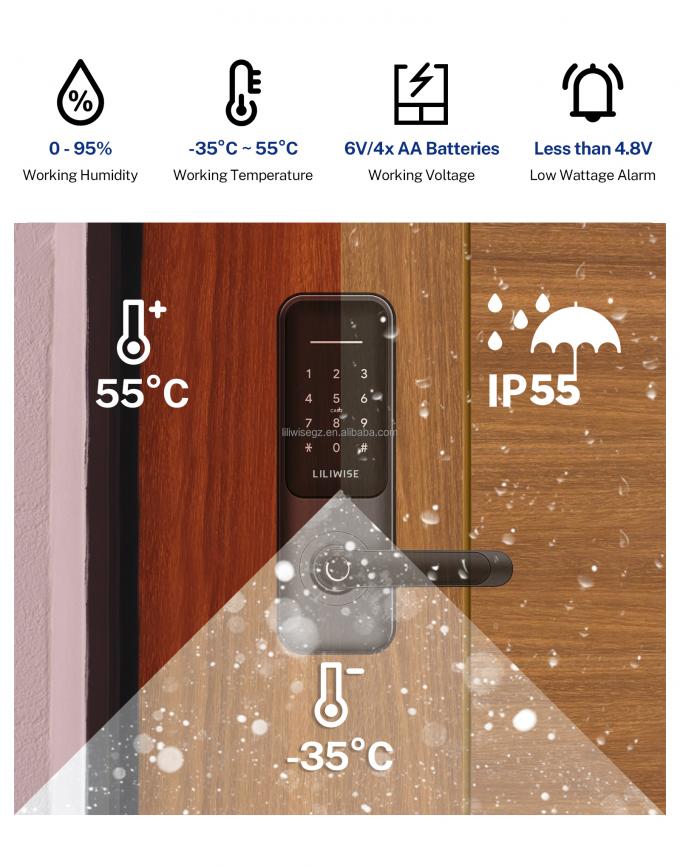 फिंगरप्रिंट और कीपैड के साथ Tuya WiFi BLE स्मार्ट डोर लॉक 3