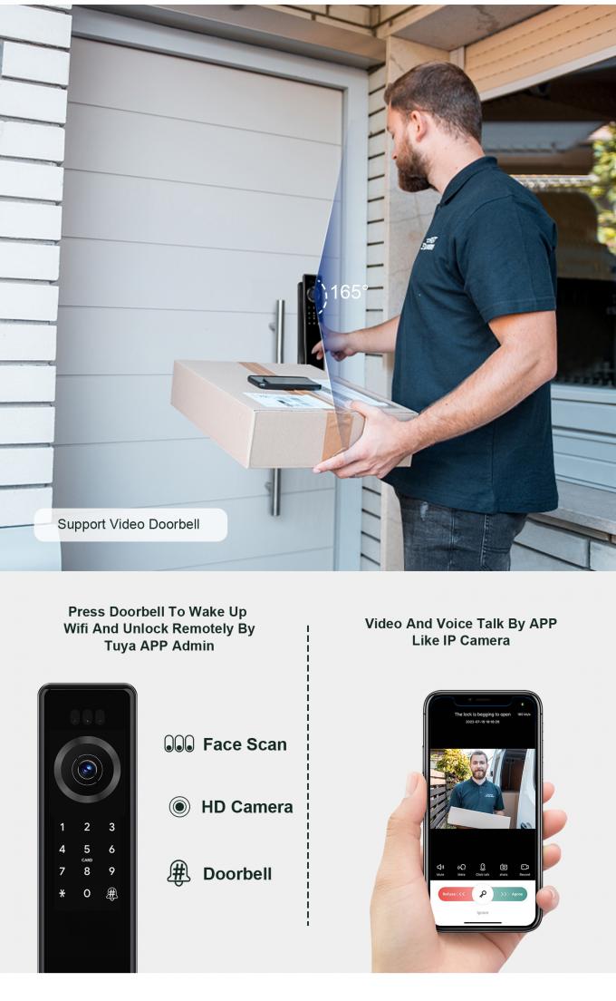 Liliwise Fechadura डिजिटल Tuya Intelligente Cerradura वाईफाई सुरक्षा वायरलेस पासवर्ड कुंजी रहित स्मार्ट कैमरा के साथ दरवाजे के ताले 8