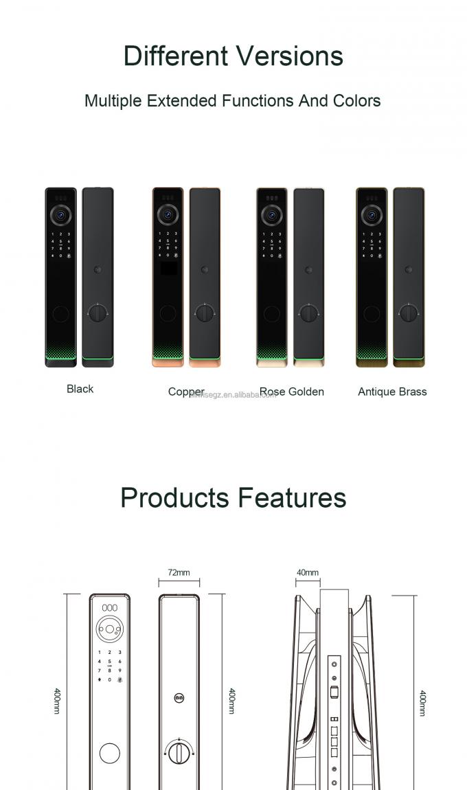 लिलीवाइज ऑटोमैटिक वाटरप्रूफ इलेक्ट्रॉनिक स्मार्ट लॉक कैमरा Tuya Ttlock फिंगरप्रिंट डिजिटल 3D फेस रिकग्निशन स्मार्ट डोर लॉक 16