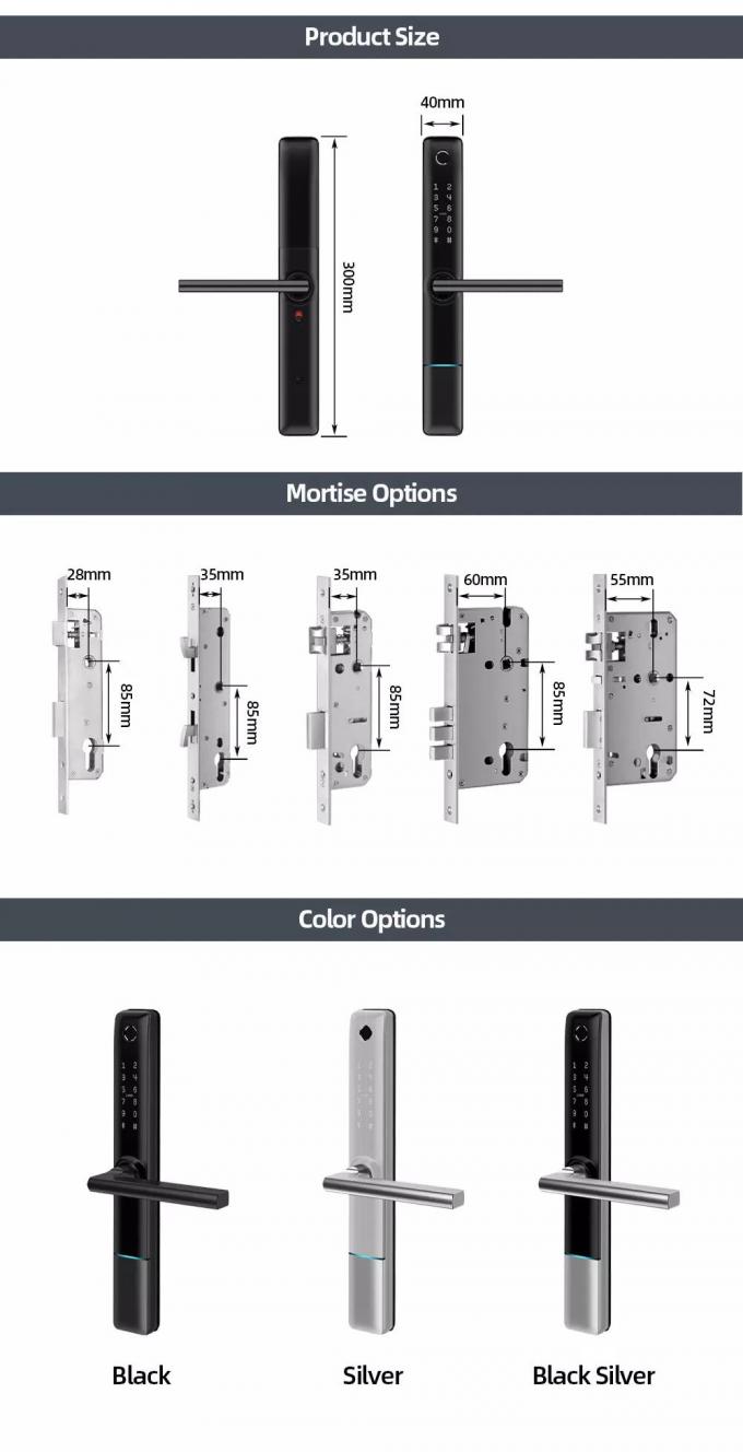 लिलीवाइज वाटरप्रूफ स्टेनलेस स्टील डिजिटल फिंगरप्रिंट डोर लॉक टीटीलॉक स्मार्ट डोर लॉक बीएलई वाईफाई स्लिम स्मार्ट लॉक 10