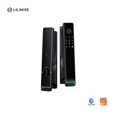 Liliwise Tuya Ttlock ऑटोमैटिक बायोमेट्रिक लॉक आरएफआईडी कार्ड वाईफाई ऐप फिंगरप्रिंट स्मार्ट डोर लॉक के साथ कैमरा
